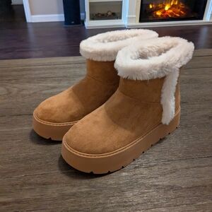 Faux suede ankle boots Tan Size 8